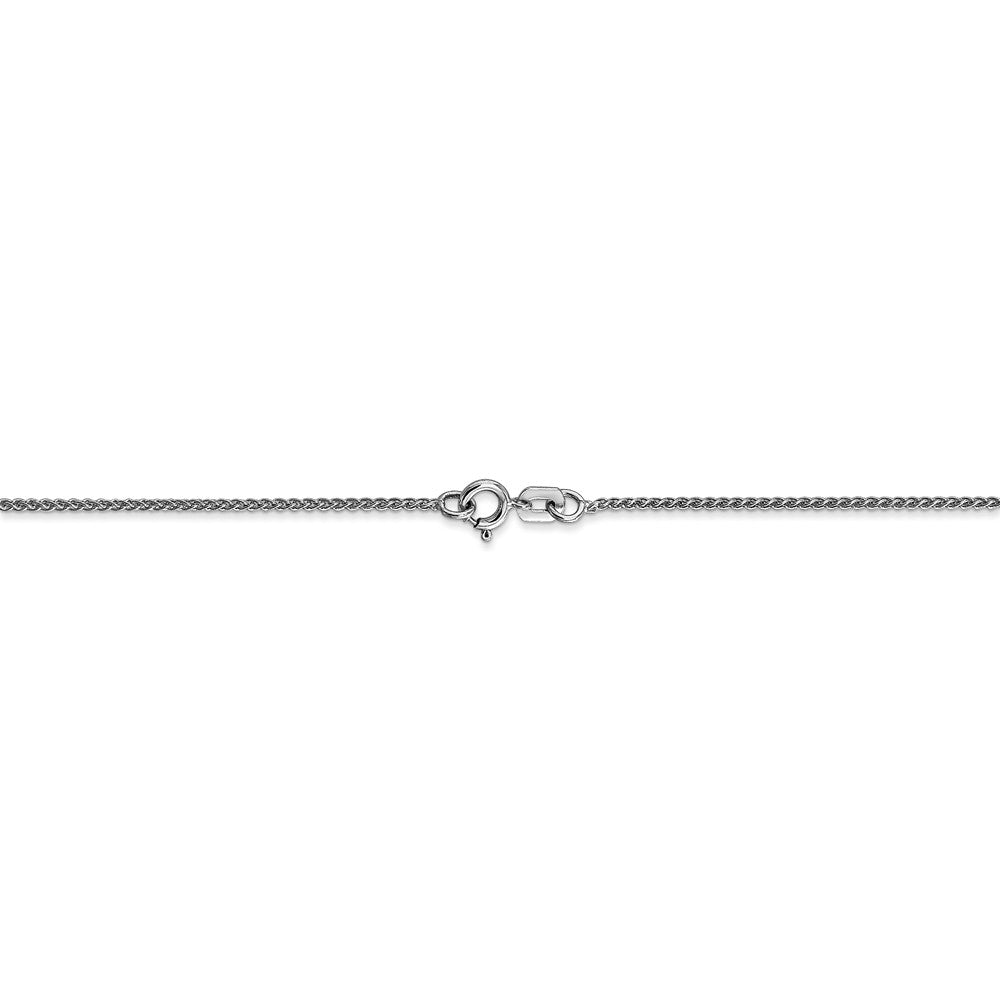 Alternate view of the 1mm, 14k White Gold, Solid Spiga Chain Necklace by The Black Bow Jewelry Co.