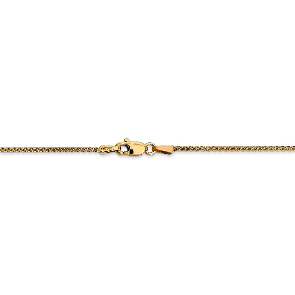 Alternate view of the 1.25mm, 14k Yellow Gold, Solid Spiga Chain Necklace by The Black Bow Jewelry Co.