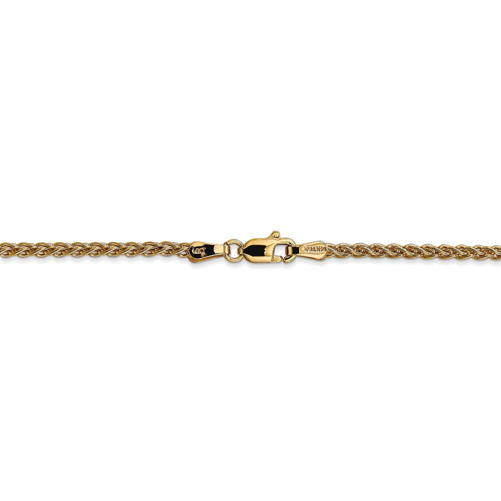 Alternate view of the 2mm, 14k Yellow Gold, Solid Spiga Chain Necklace by The Black Bow Jewelry Co.