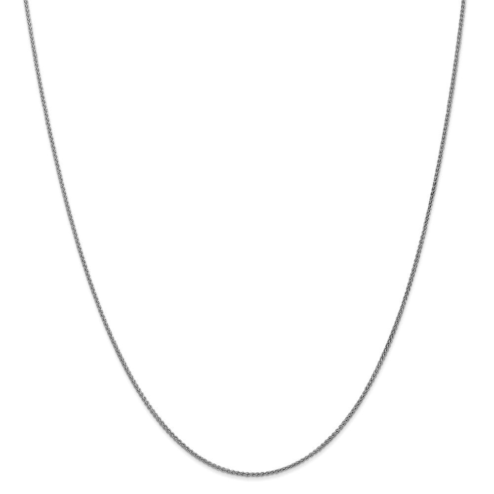 Alternate view of the 1.25mm, 14k White Gold, Solid Spiga Chain Necklace by The Black Bow Jewelry Co.