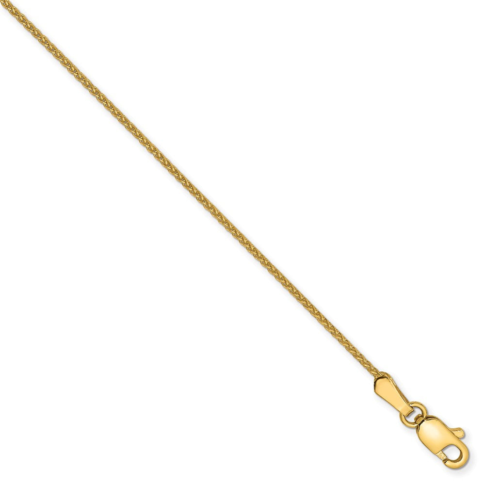 1mm, 14k Yellow Gold, Diamond Cut Solid Spiga Chain Anklet, Item C8135-A by The Black Bow Jewelry Co.