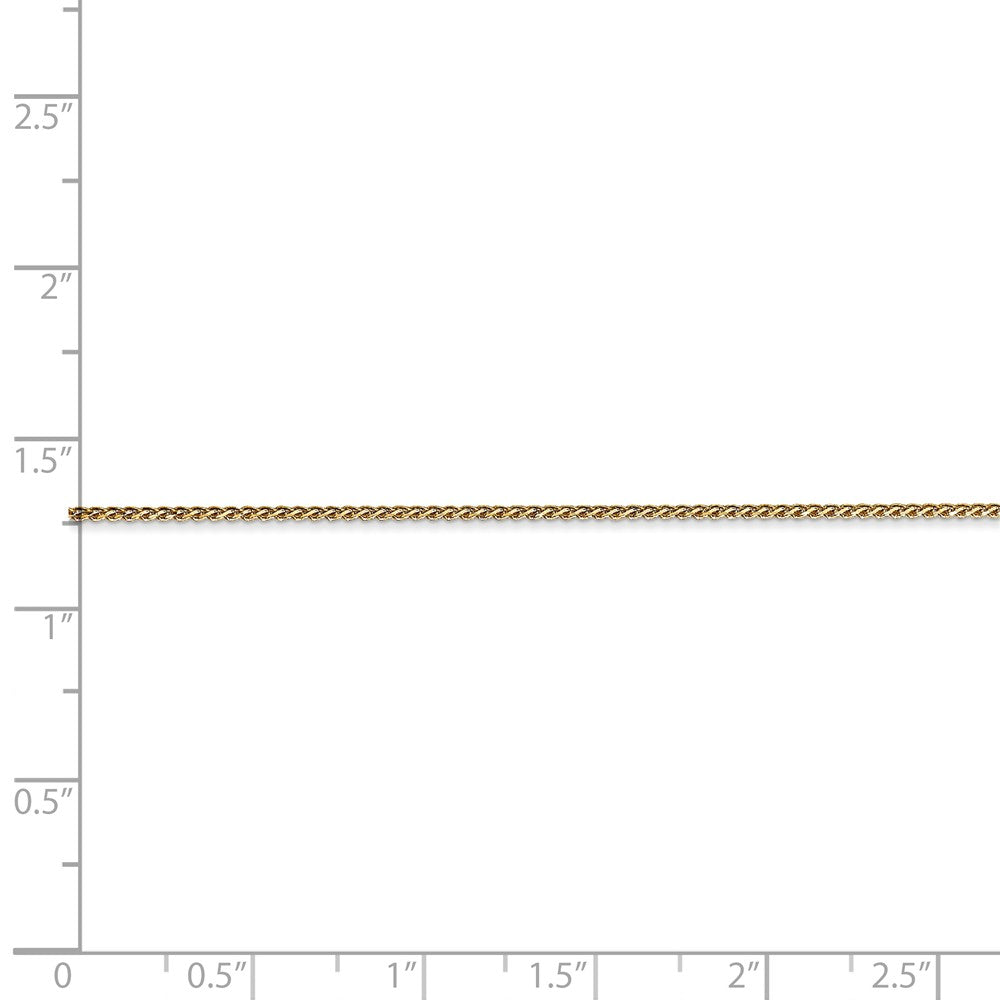 Alternate view of the 1mm, 14k Yellow Gold, Diamond Cut Solid Spiga Chain Necklace by The Black Bow Jewelry Co.