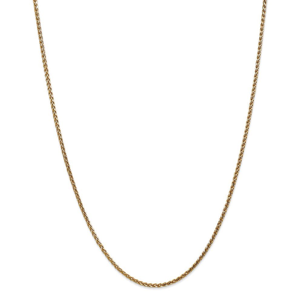 Alternate view of the 1.8mm, 14k Yellow Gold Diamond Cut Solid Spiga Chain Necklace by The Black Bow Jewelry Co.