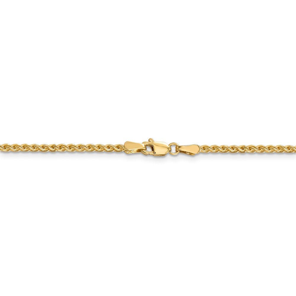 Alternate view of the 1.8mm, 14k Yellow Gold Diamond Cut Solid Spiga Chain Necklace by The Black Bow Jewelry Co.