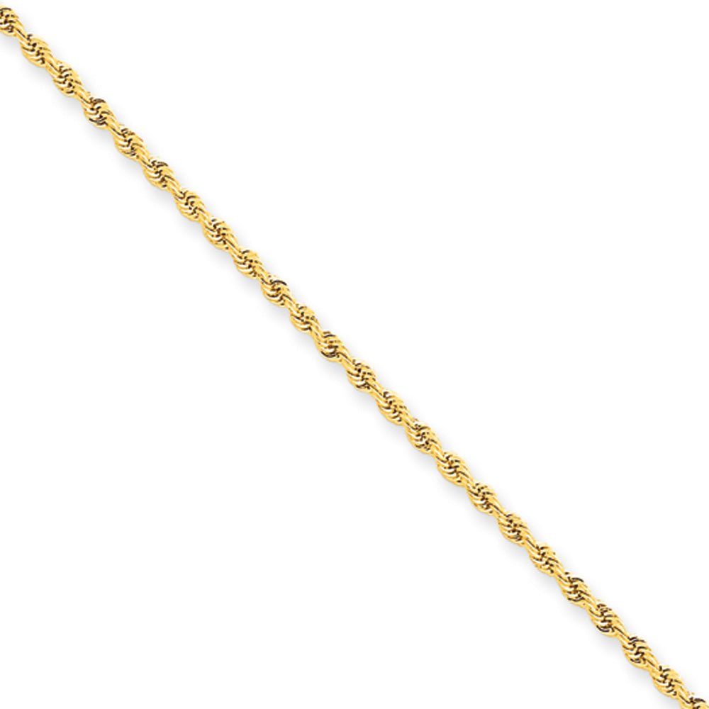 1.75mm, 14 Karat Yellow Gold, Handmade Rope Chain Anklet - 9 inch, Item C8153-09 by The Black Bow Jewelry Co.