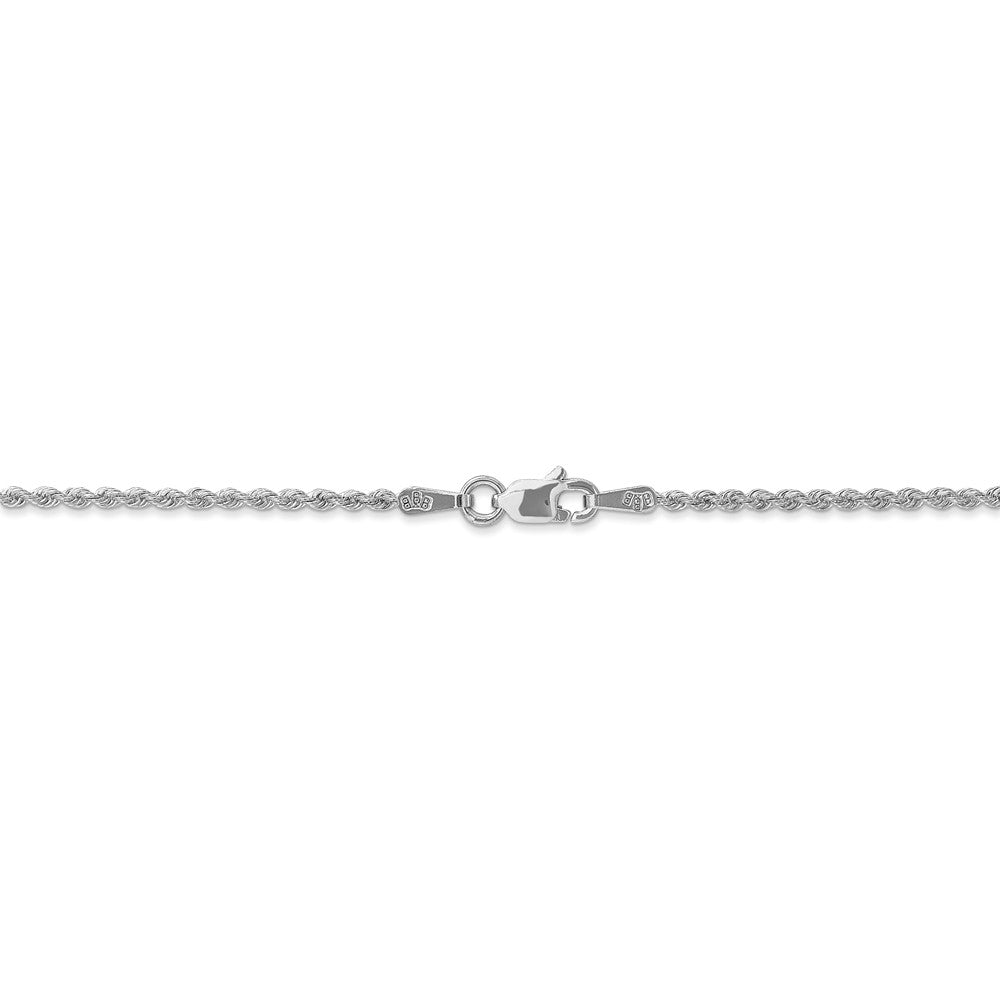 Alternate view of the 1.5mm, 14k White Gold, Handmade D/C Solid Rope Chain Necklace by The Black Bow Jewelry Co.