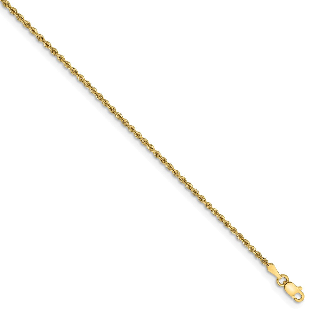 2mm, 14k Yellow Gold, Handmade Solid Rope Chain Anklet or Bracelet, Item C8155-B by The Black Bow Jewelry Co.