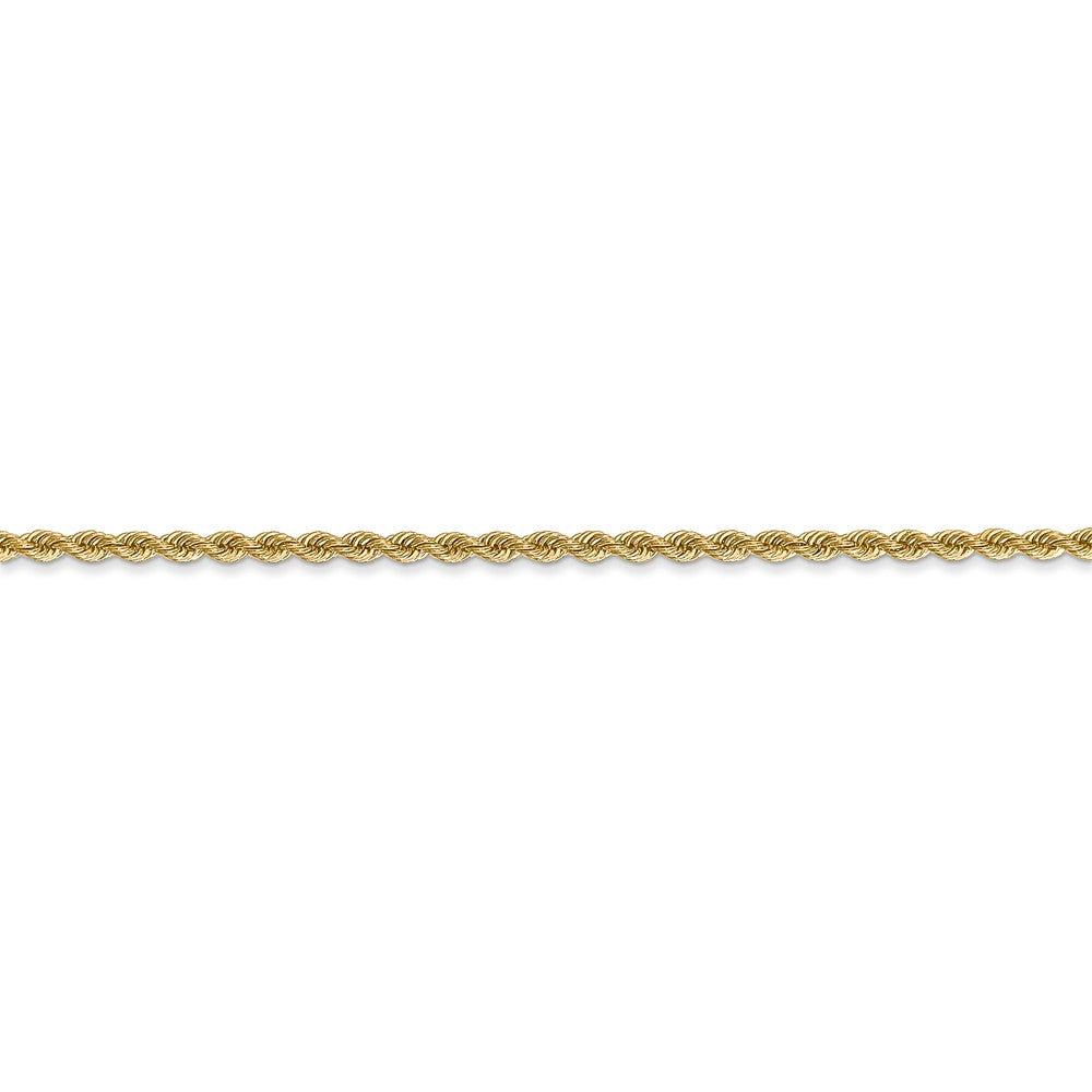 Alternate view of the 2mm, 14k Yellow Gold, Handmade Solid Rope Chain Anklet or Bracelet by The Black Bow Jewelry Co.