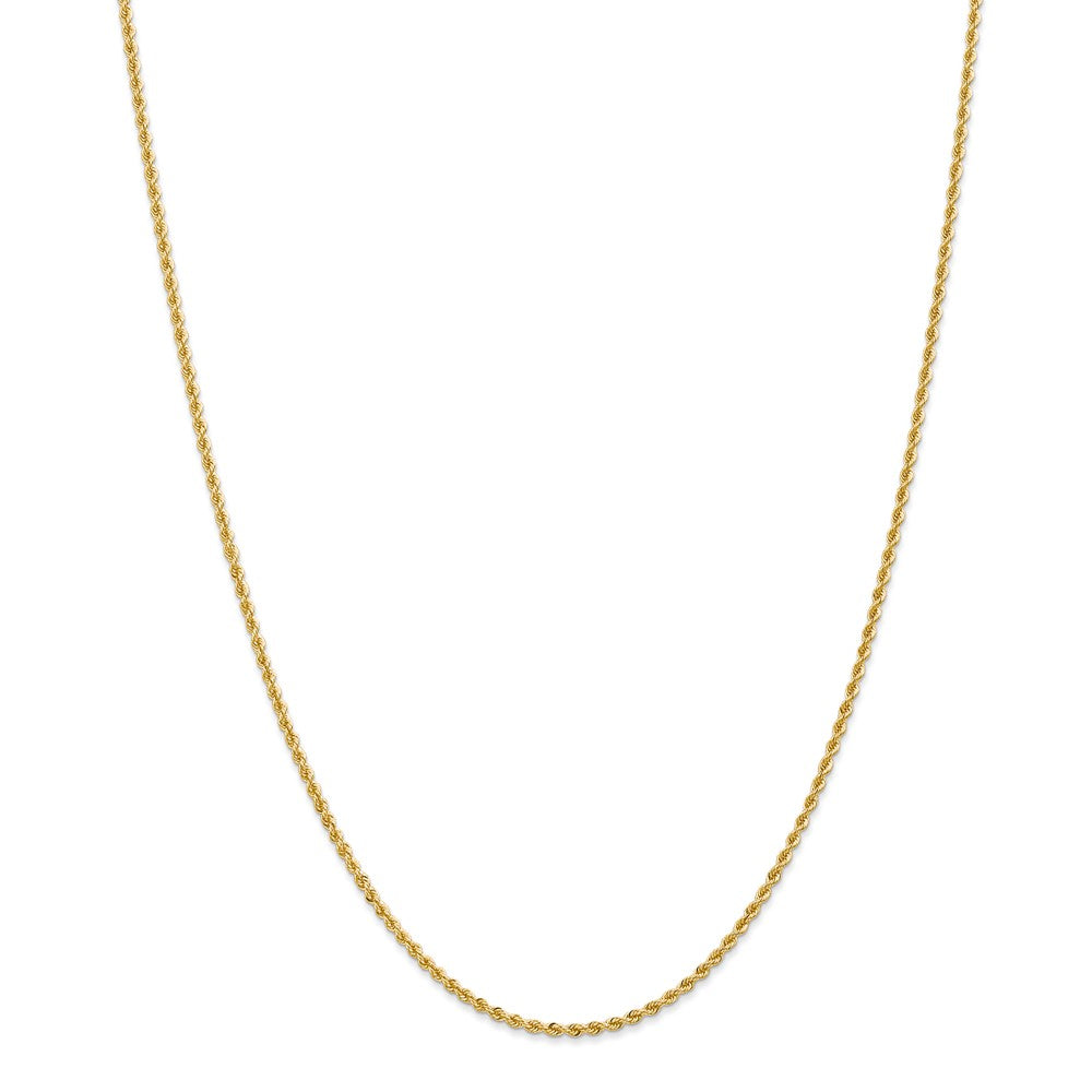 Alternate view of the 2mm, 14k Yellow Gold, Handmade Solid Rope Chain Necklace by The Black Bow Jewelry Co.