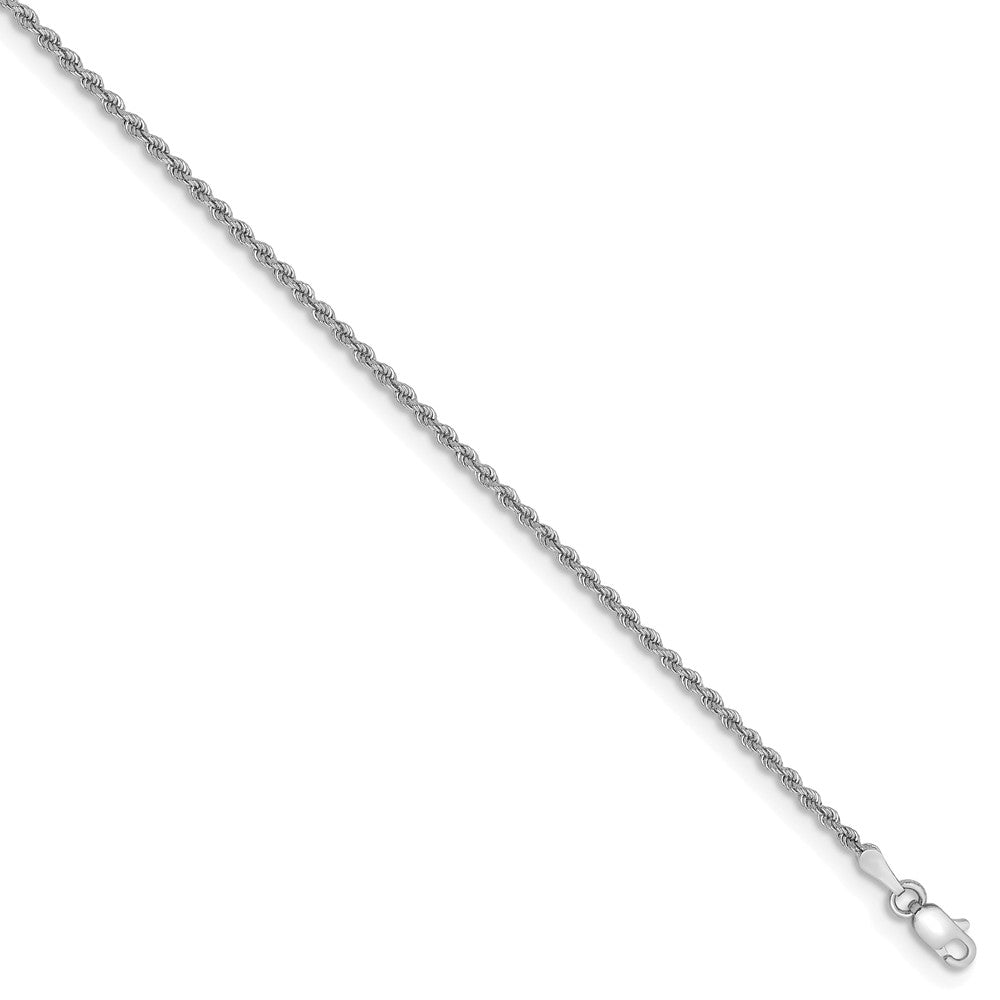 2mm, 14k White Gold, Handmade Solid Rope Chain Bracelet, 7 Inch, Item C8156-07 by The Black Bow Jewelry Co.