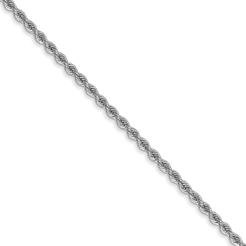 2mm, 14k White Gold, Handmade Solid Rope Chain Bracelet, Item C8156-B by The Black Bow Jewelry Co.