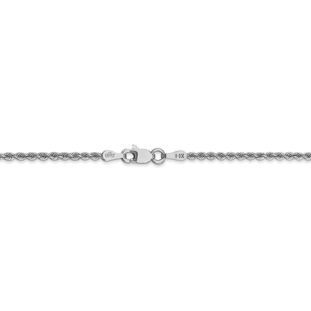 Alternate view of the 2mm, 14k White Gold, Handmade Solid Rope Chain Bracelet by The Black Bow Jewelry Co.