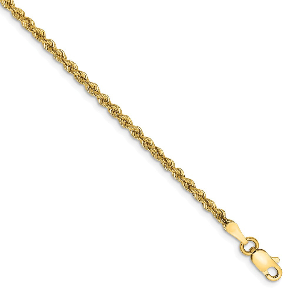 2.25mm, 14k Yellow Gold, Handmade Solid Rope Chain Anklet or Bracelet, Item C8157-B by The Black Bow Jewelry Co.