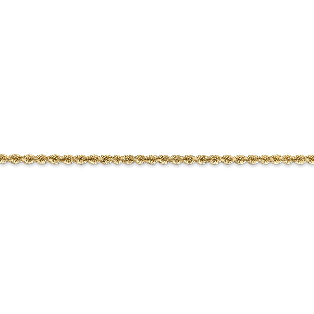Alternate view of the 2.25mm, 14k Yellow Gold, Handmade Solid Rope Chain Anklet or Bracelet by The Black Bow Jewelry Co.