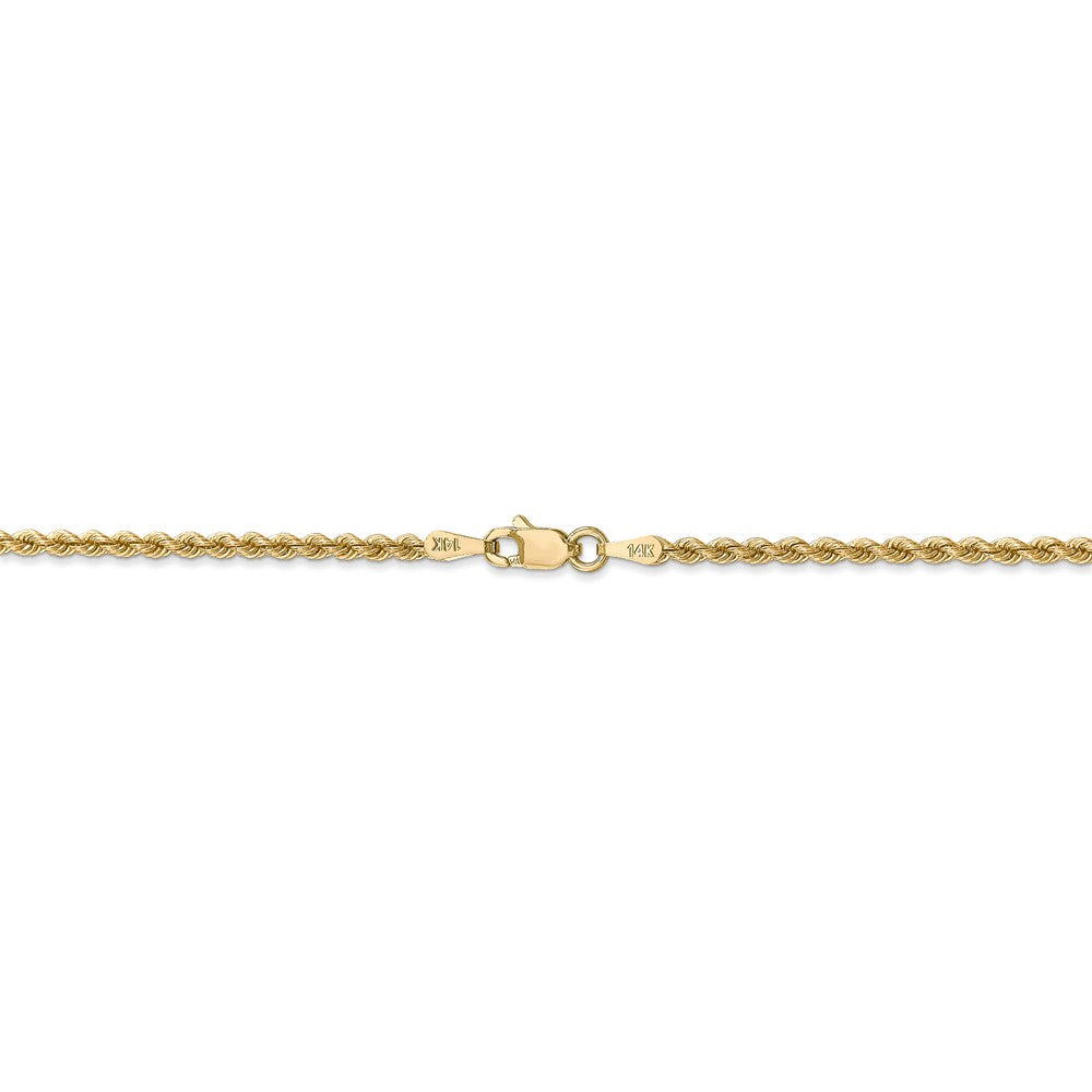 Alternate view of the 2.25mm, 14k Yellow Gold, Handmade Solid Rope Chain Anklet or Bracelet by The Black Bow Jewelry Co.