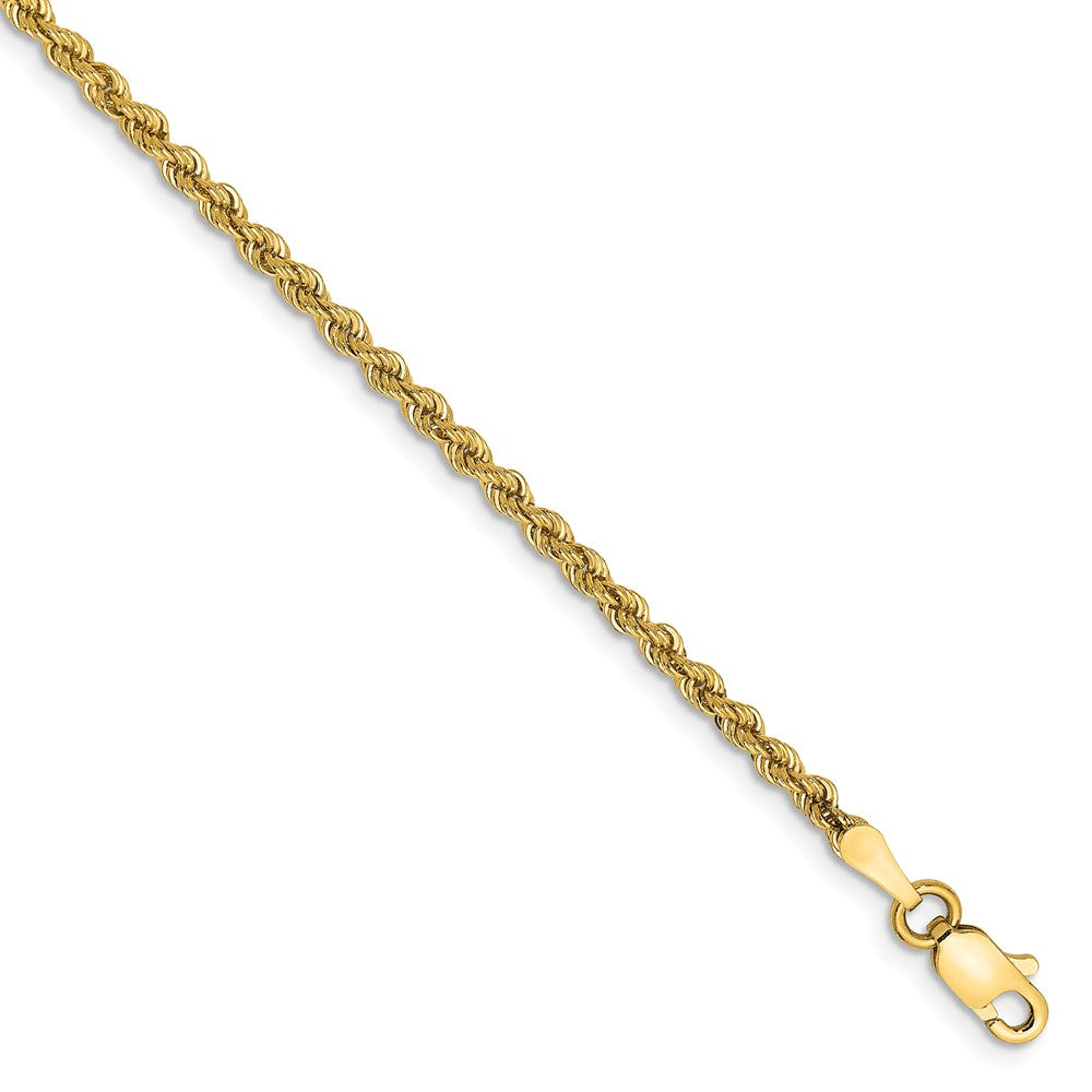 2.25mm, 14k Yellow Gold, Handmade Solid Rope Chain Anklet or Bracelet