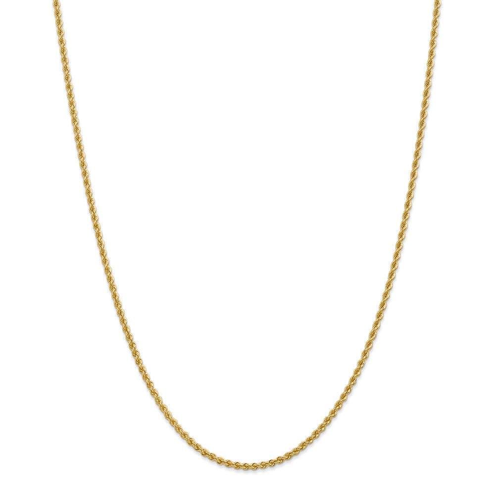 Alternate view of the 2.25mm, 14k Yellow Gold, Handmade Solid Rope Chain Necklace by The Black Bow Jewelry Co.