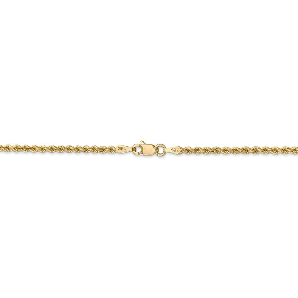 Alternate view of the 2.25mm, 14k Yellow Gold, Handmade Solid Rope Chain Necklace by The Black Bow Jewelry Co.