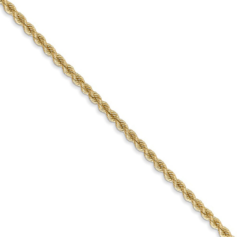 2.25mm, 14k Yellow Gold, Handmade Solid Rope Chain Necklace