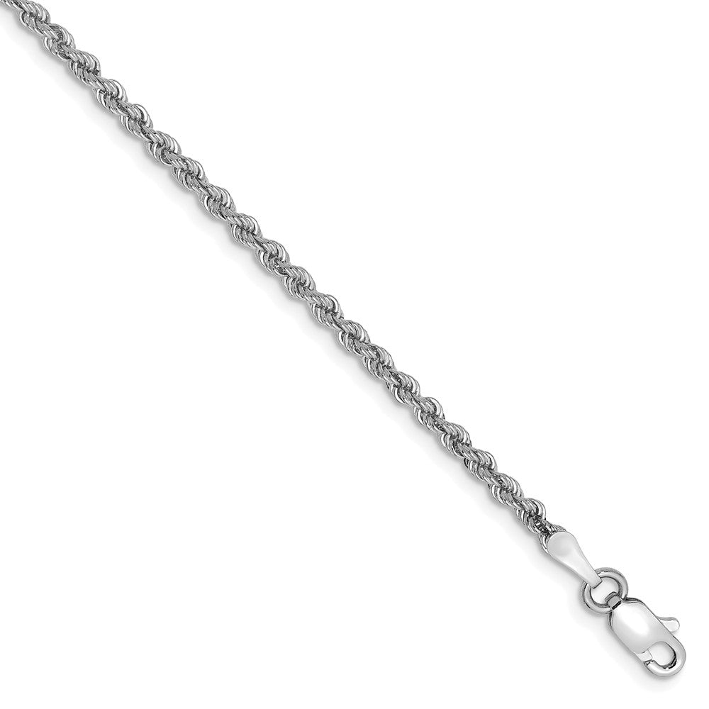 2.25mm, 14k White Gold, Handmade Solid Rope Chain Bracelet