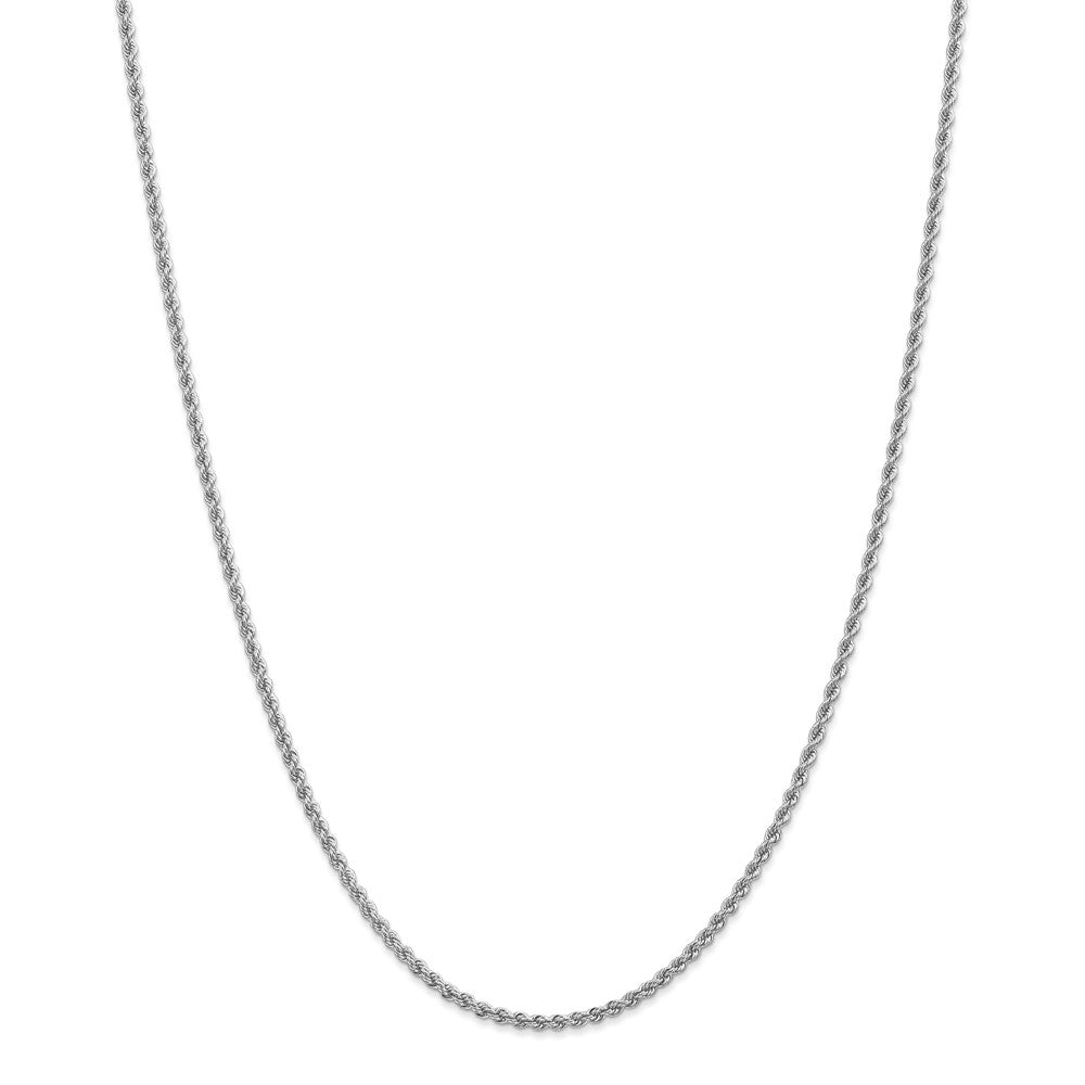 Alternate view of the 2.25mm, 14k White Gold, Handmade Solid Rope Chain Necklace by The Black Bow Jewelry Co.