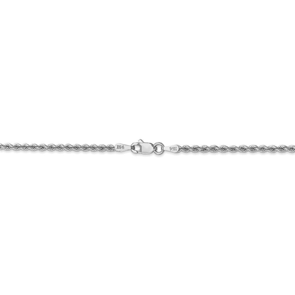 Alternate view of the 2.25mm, 14k White Gold, Handmade Solid Rope Chain Necklace by The Black Bow Jewelry Co.