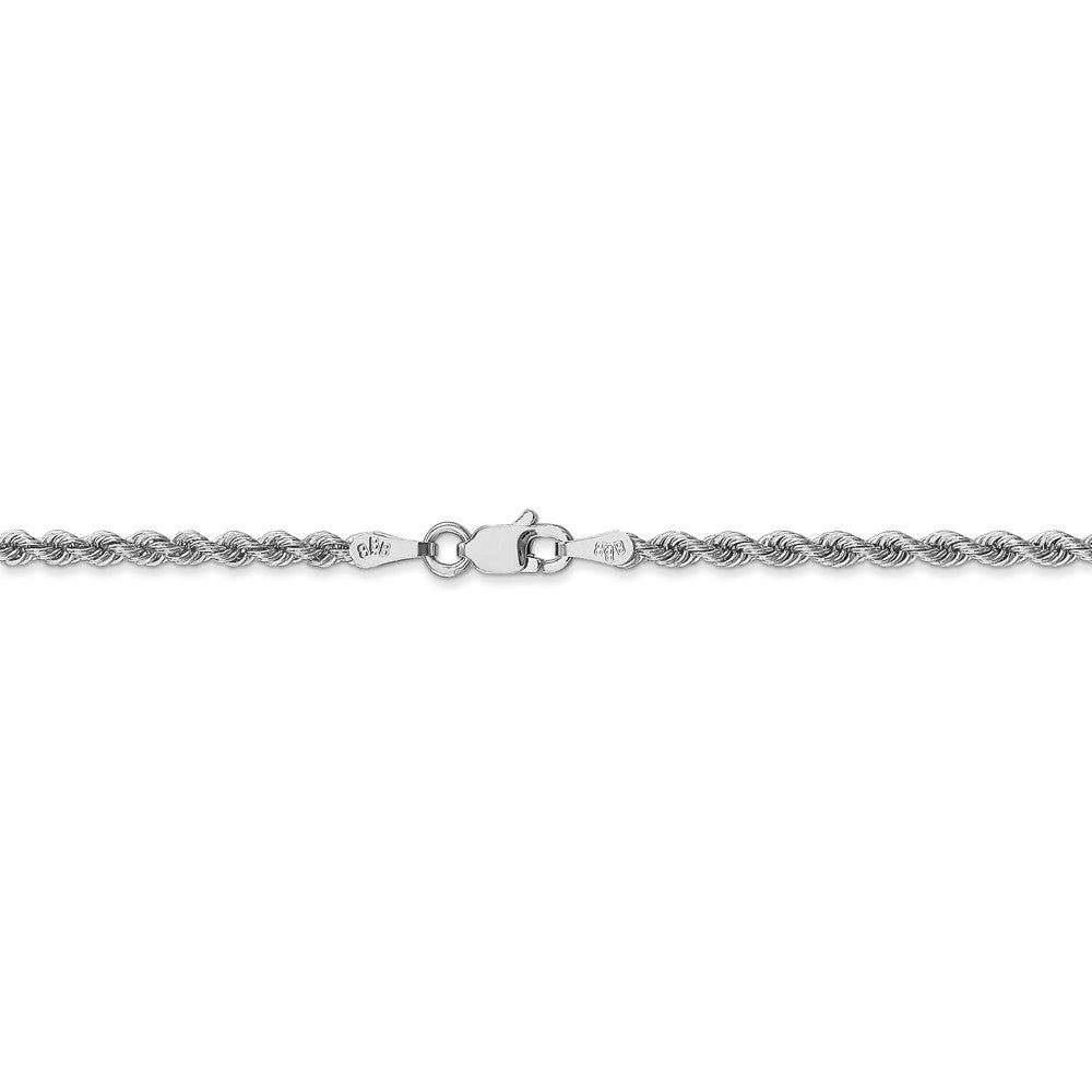 Alternate view of the 2.5mm, 14k White Gold, Handmade Solid Rope Chain Bracelet by The Black Bow Jewelry Co.
