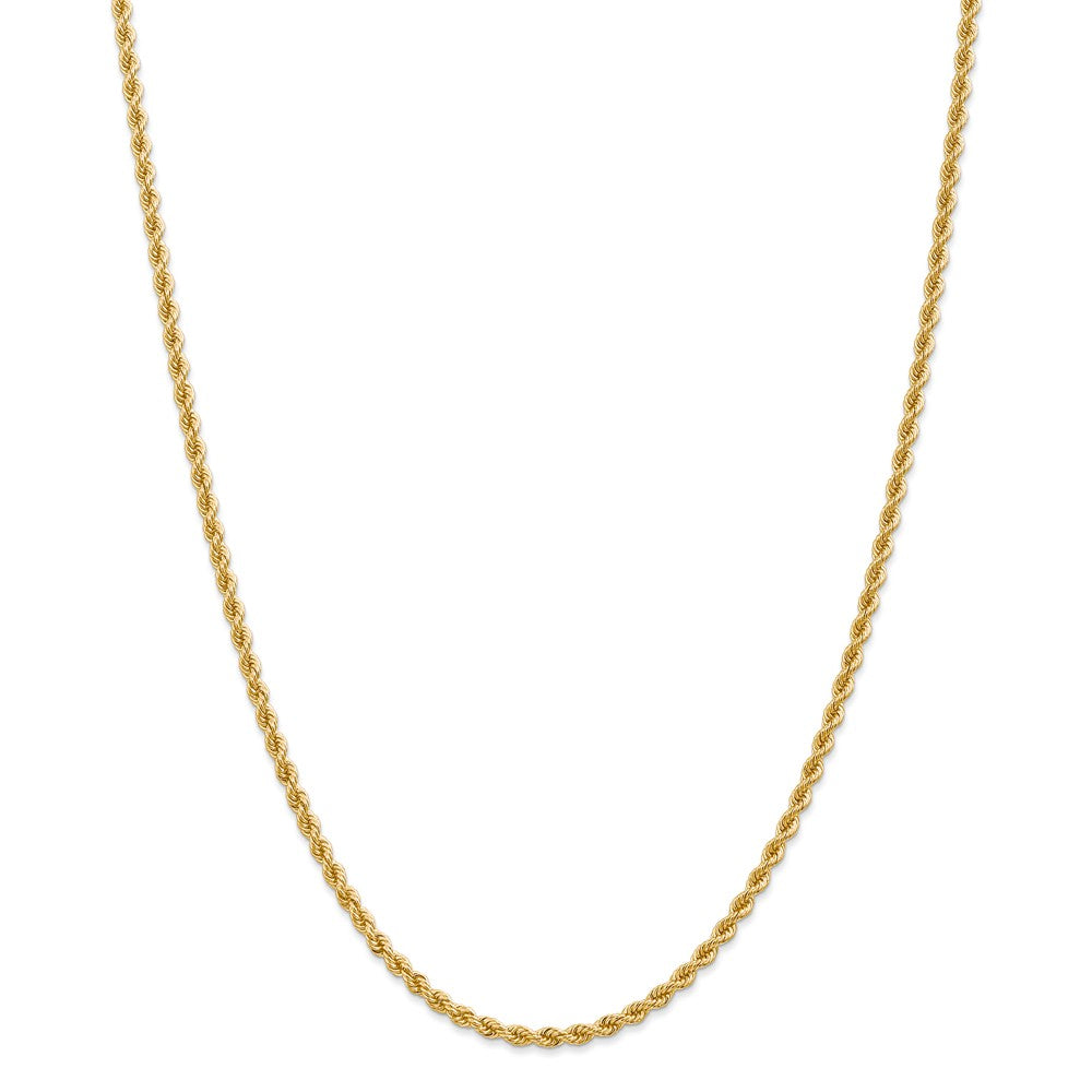 Alternate view of the 2.75mm, 14k Yellow Gold, Handmade Solid Rope Chain Necklace by The Black Bow Jewelry Co.
