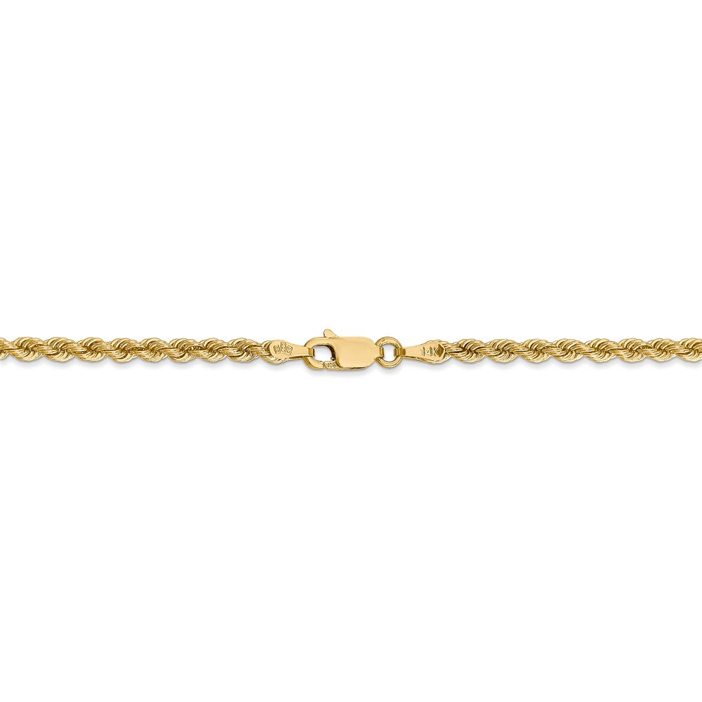 Alternate view of the 2.75mm, 14k Yellow Gold, Handmade Solid Rope Chain Necklace by The Black Bow Jewelry Co.