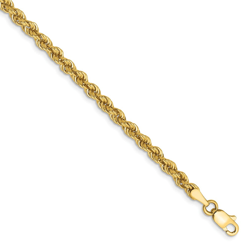 3mm, 14k Yellow Gold, Handmade Solid Rope Chain Anklet or Bracelet, Item C8163-B by The Black Bow Jewelry Co.