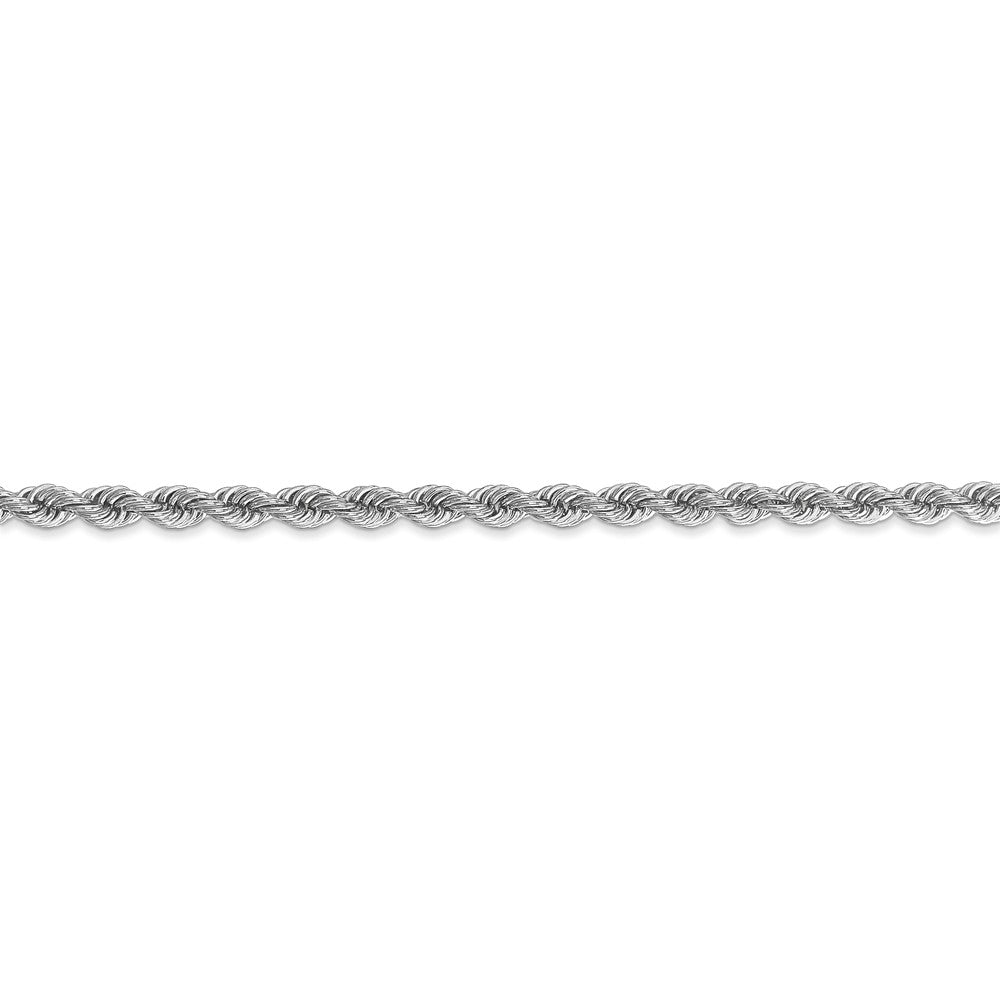 Alternate view of the 3mm, 14k White Gold, Handmade Solid Rope Chain Bracelet, 7 Inch by The Black Bow Jewelry Co.