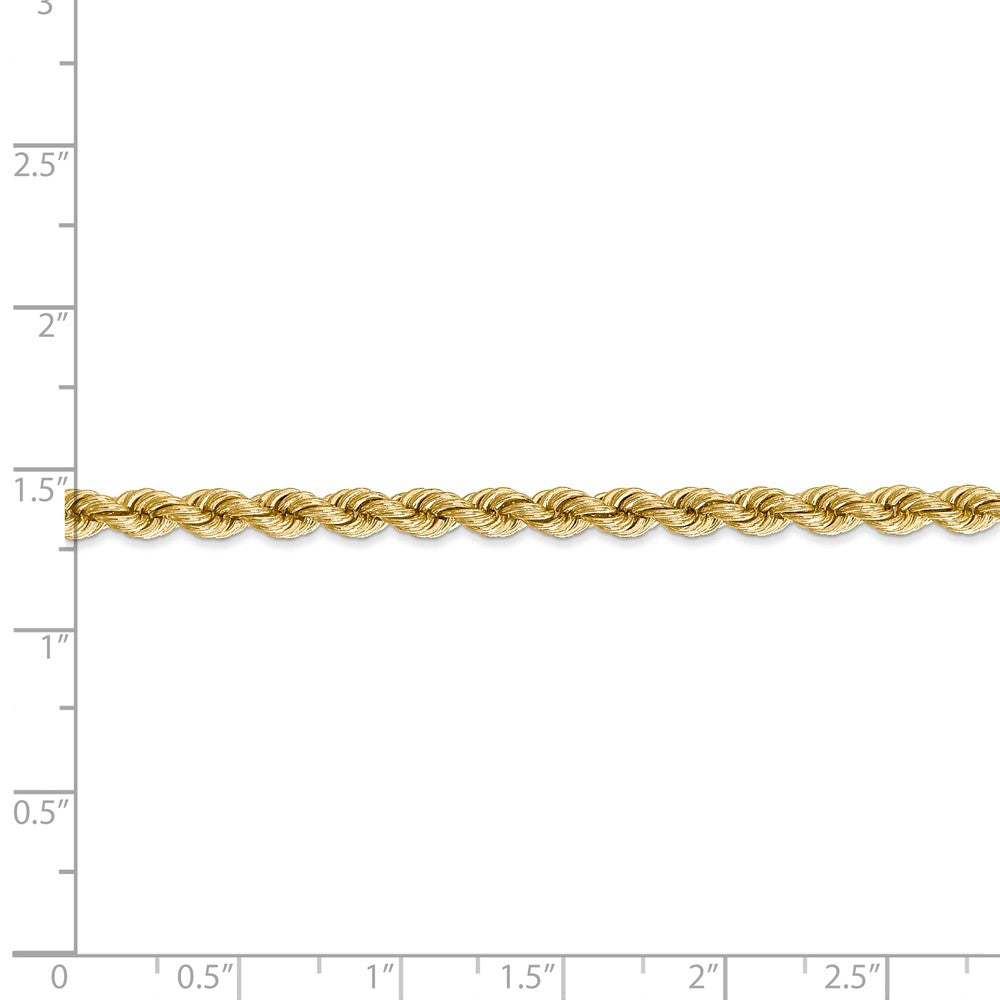 Alternate view of the 4mm, 14k Yellow Gold, Handmade Solid Rope Chain Necklace by The Black Bow Jewelry Co.