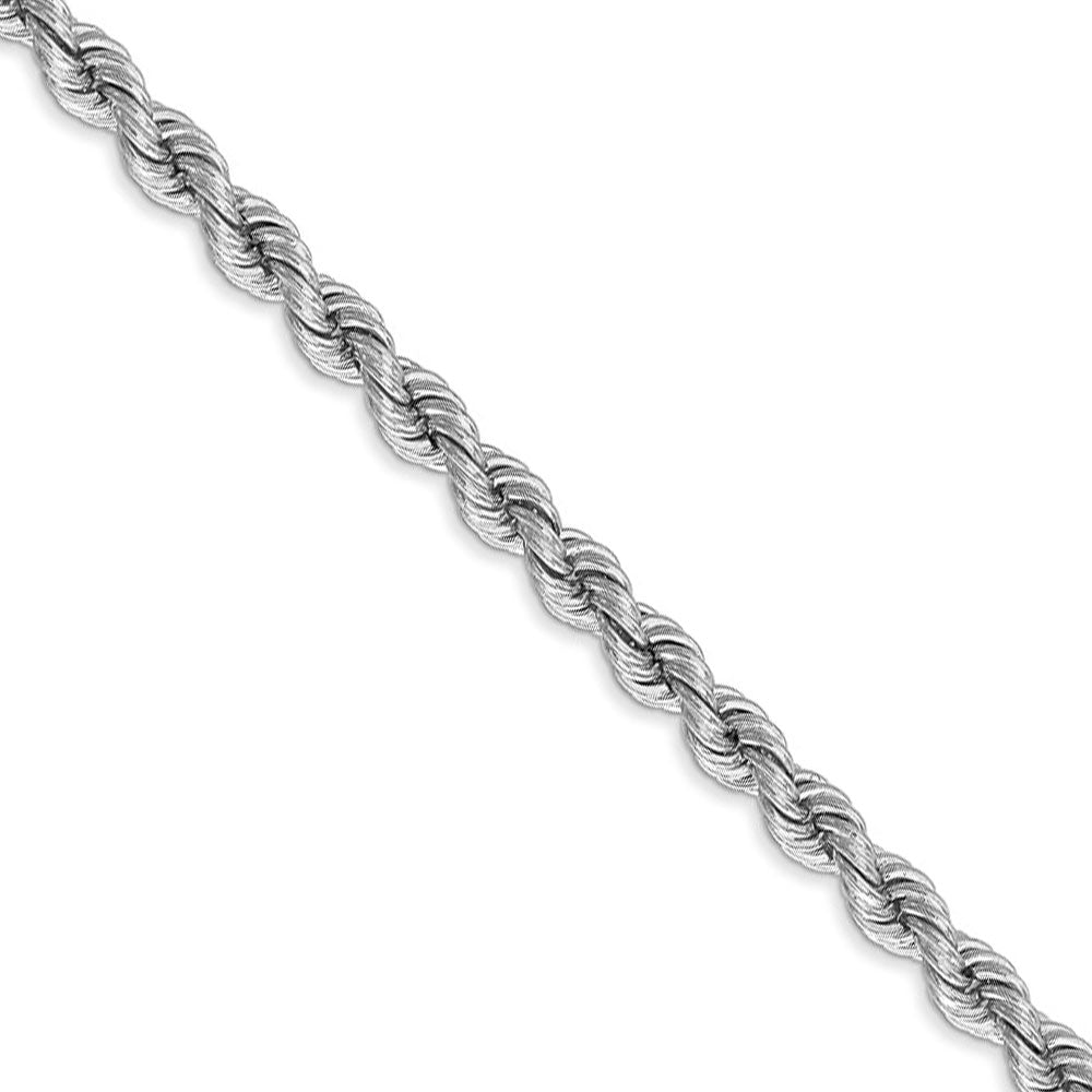 4mm, 14k White Gold, Handmade Solid Rope Chain Bracelet, Item C8166-B by The Black Bow Jewelry Co.