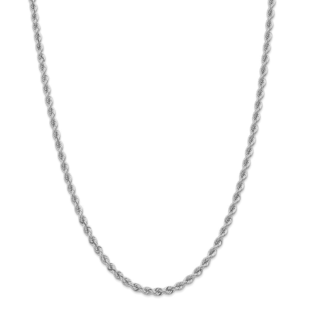 Alternate view of the 4mm, 14k White Gold, Handmade Solid Rope Chain Necklace by The Black Bow Jewelry Co.