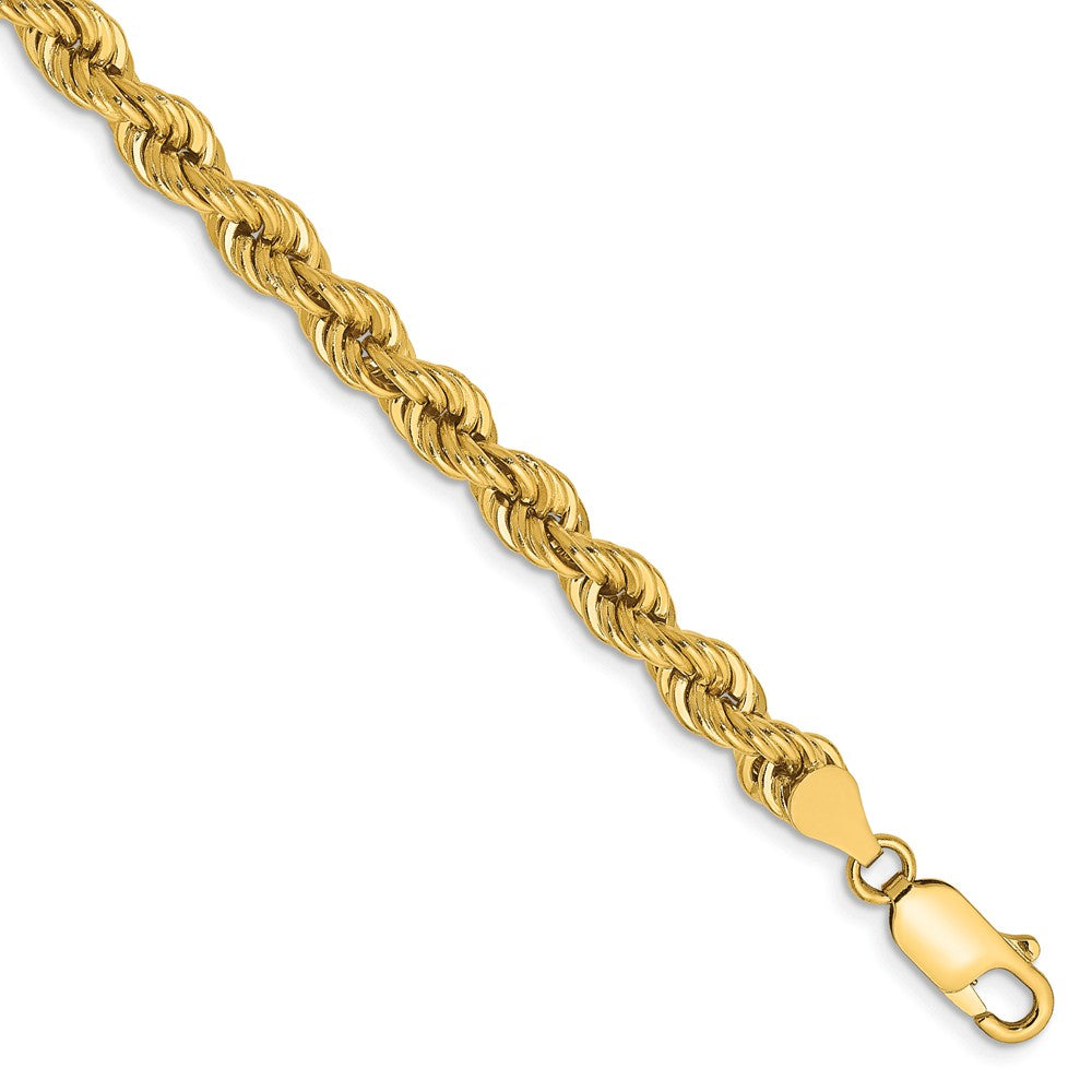 5mm, 14k Yellow Gold, Handmade Solid Rope Chain Bracelet