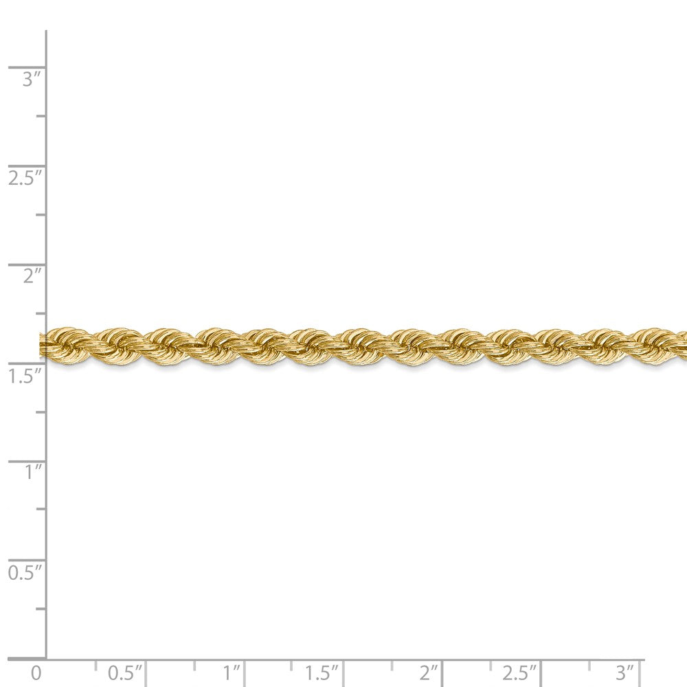 Alternate view of the 5mm, 14k Yellow Gold, Handmade Solid Rope Chain Bracelet by The Black Bow Jewelry Co.