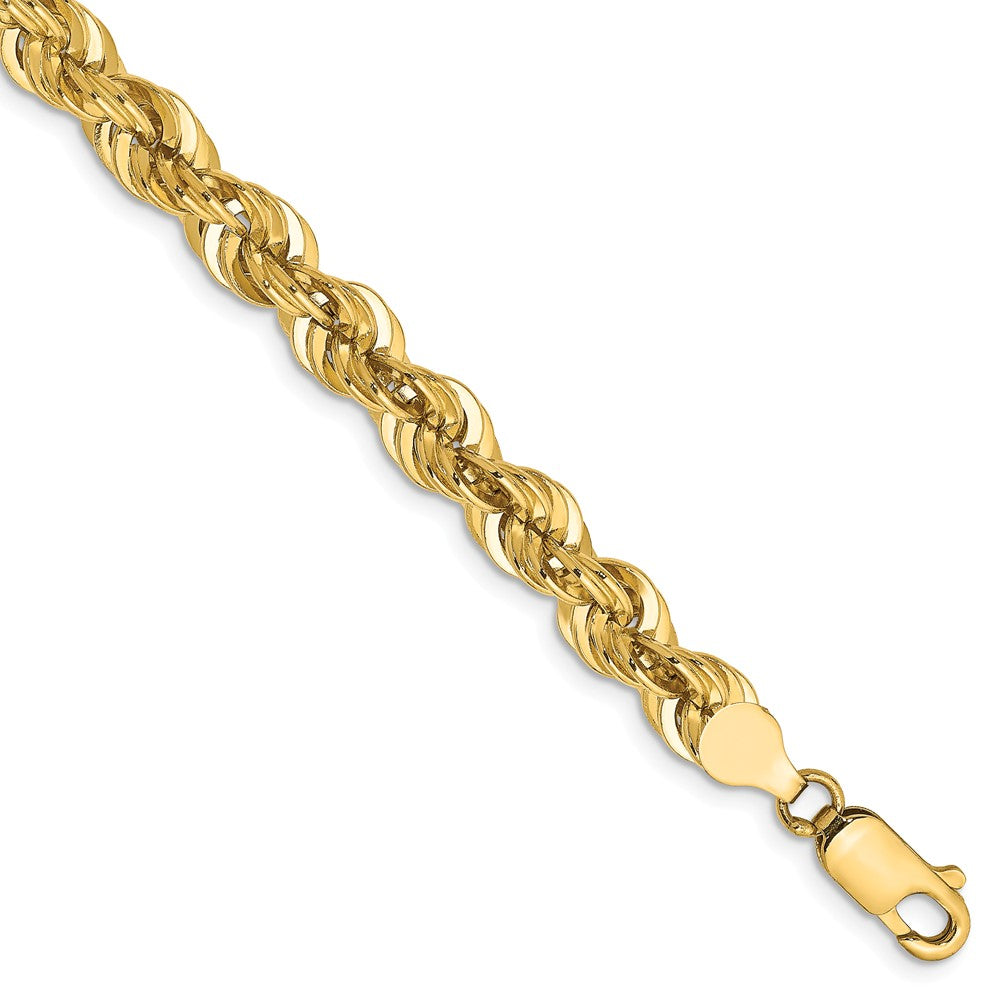 Men&#39;s 6mm, 14k Yellow Gold, Handmade Solid Rope Chain Bracelet