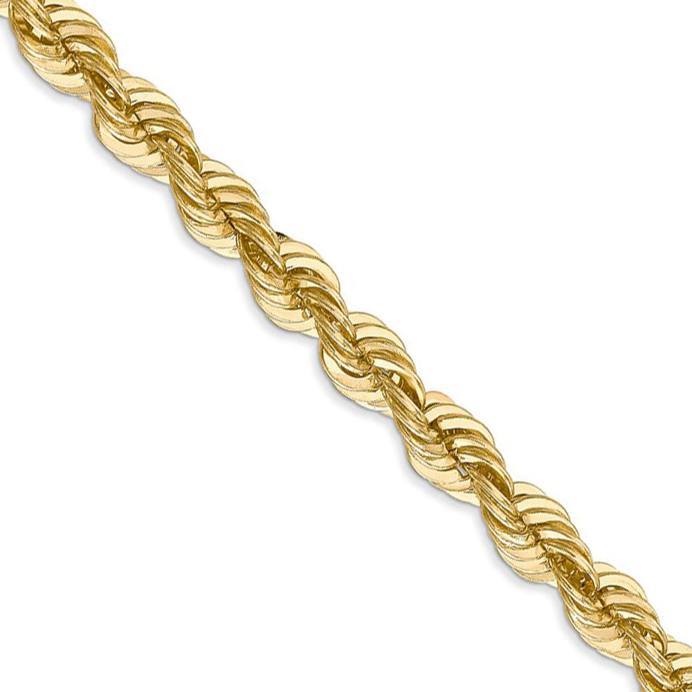 Men&#39;s 6mm, 14k Yellow Gold Handmade Solid Rope Chain Necklace