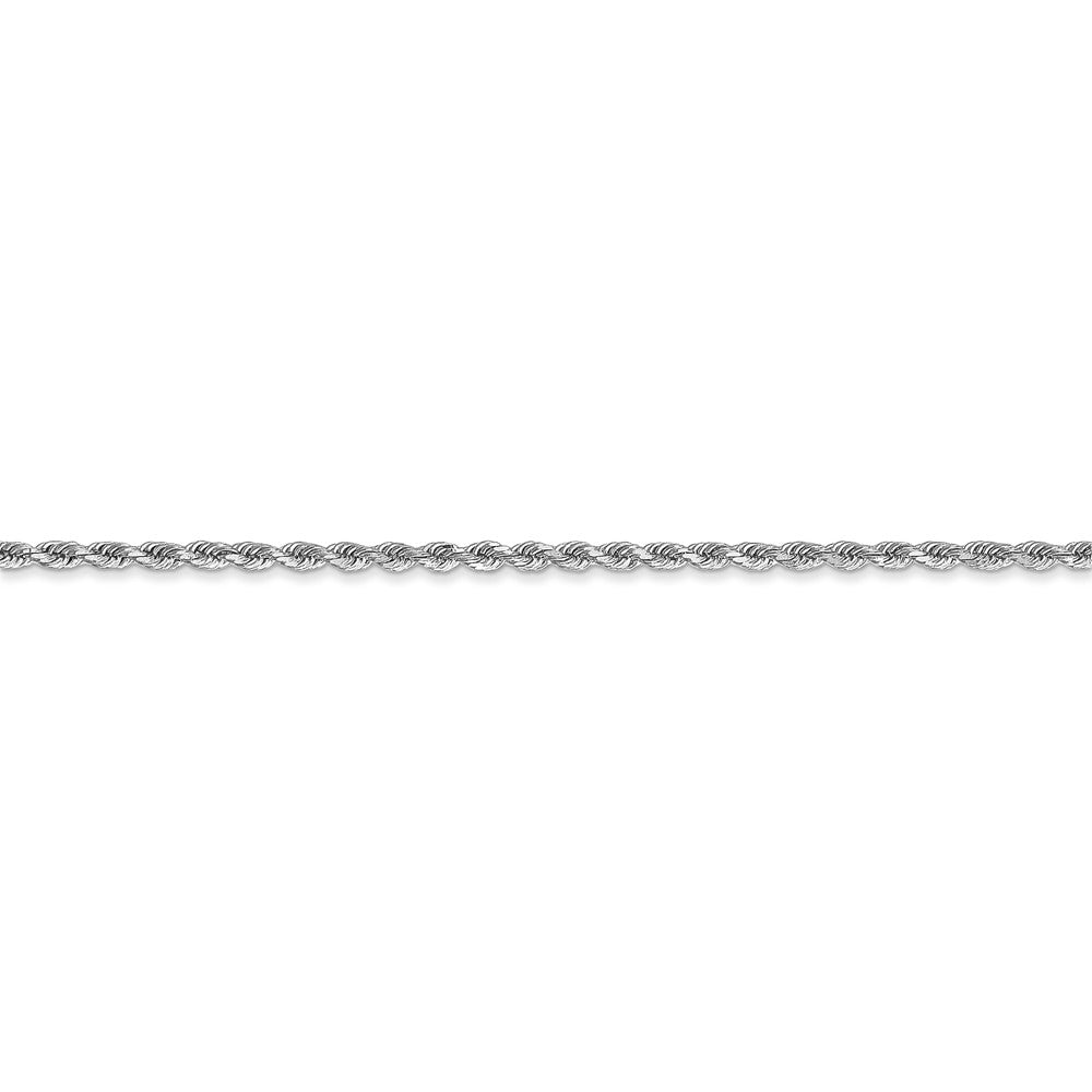 Alternate view of the 1.8mm, 14k White Gold, Diamond Cut Solid Rope Chain Bracelet by The Black Bow Jewelry Co.