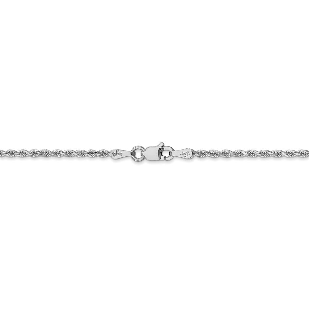 Alternate view of the 1.8mm, 14k White Gold, Diamond Cut Solid Rope Chain Necklace by The Black Bow Jewelry Co.