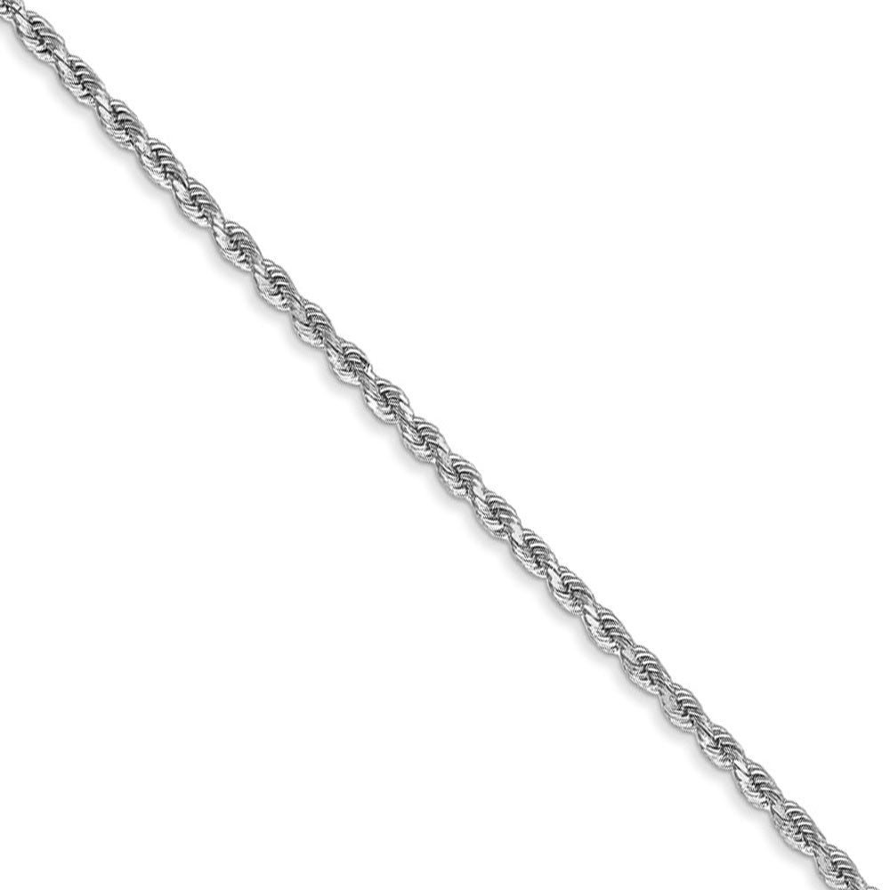 1.8mm, 14k White Gold, Diamond Cut Solid Rope Chain Necklace