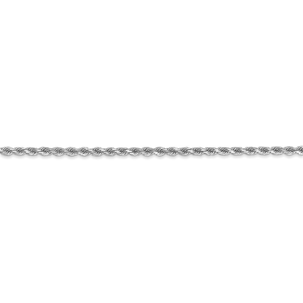 Alternate view of the 2mm, 14k White Gold, Diamond Cut Solid Rope Chain Anklet, 9 Inch by The Black Bow Jewelry Co.