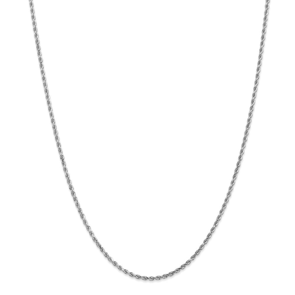 Alternate view of the 2mm, 14k White Gold, Diamond Cut Solid Rope Chain Necklace by The Black Bow Jewelry Co.