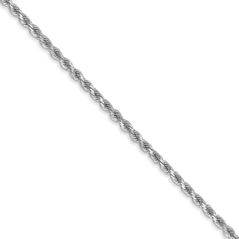 2mm, 14k White Gold, Diamond Cut Solid Rope Chain Necklace