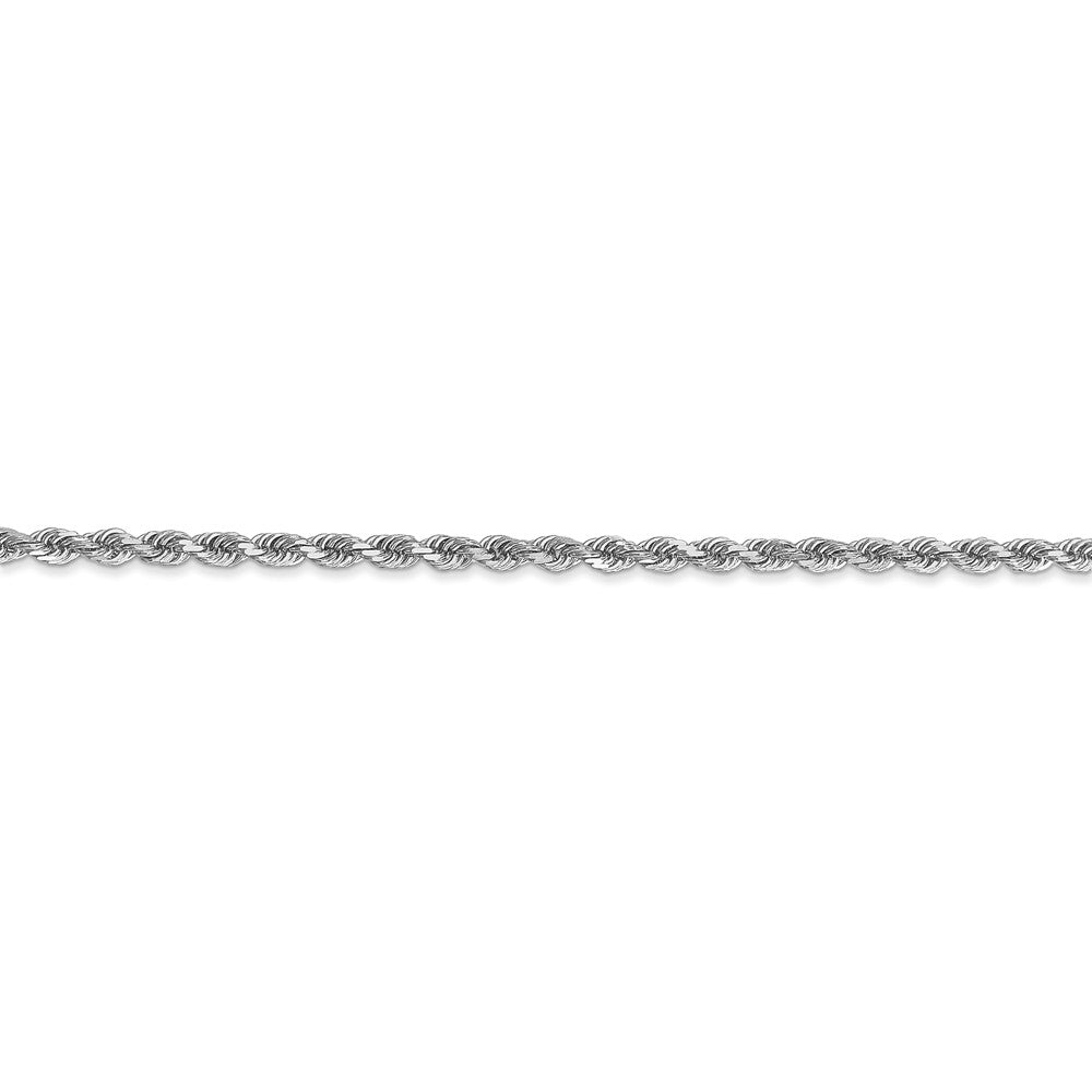 Alternate view of the 2.25mm, 14k White Gold, Diamond Cut Solid Rope Chain Bracelet by The Black Bow Jewelry Co.