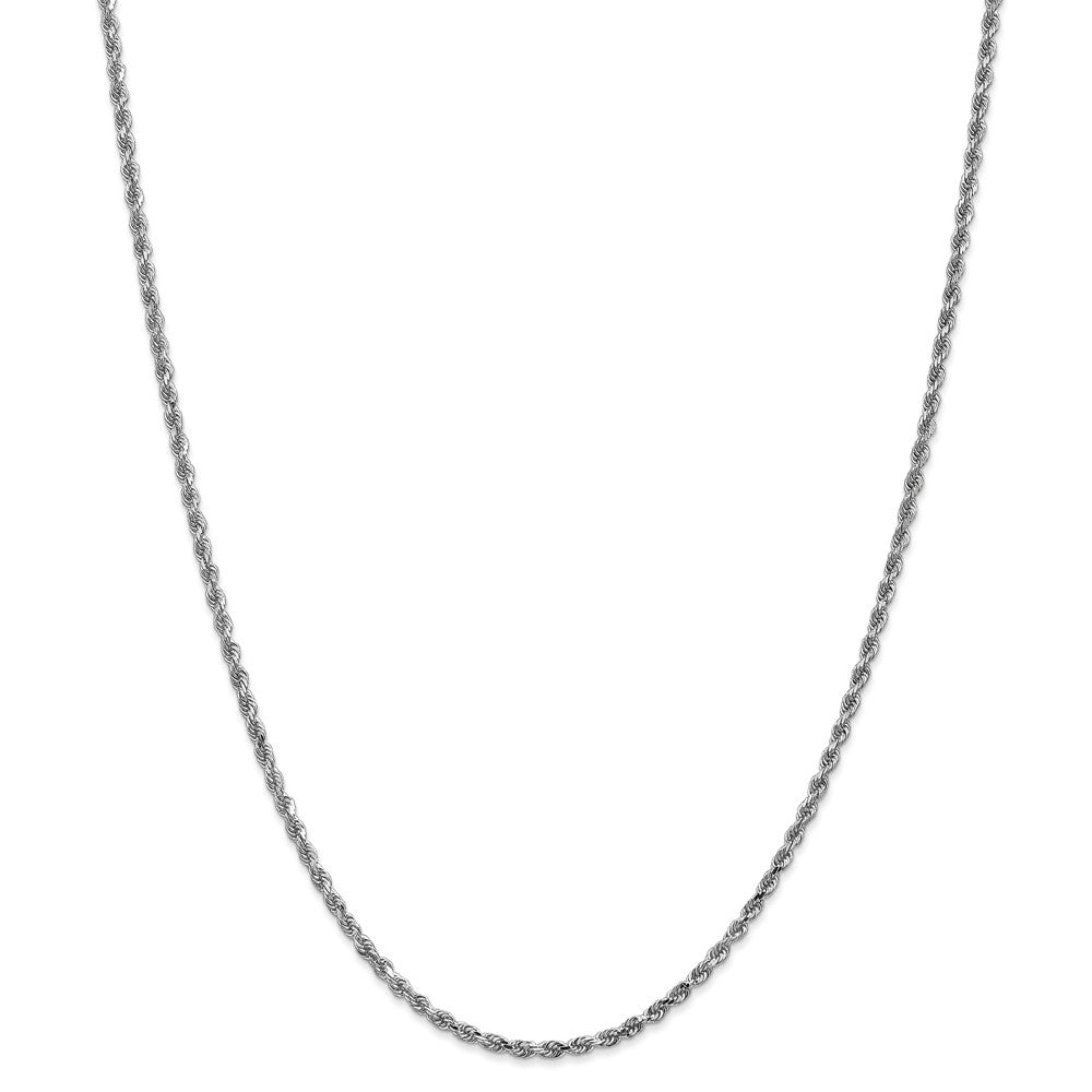 Alternate view of the 2.25mm, 14k White Gold, Diamond Cut Solid Rope Chain Necklace by The Black Bow Jewelry Co.