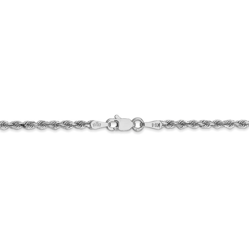 Alternate view of the 2.25mm, 14k White Gold, Diamond Cut Solid Rope Chain Necklace by The Black Bow Jewelry Co.
