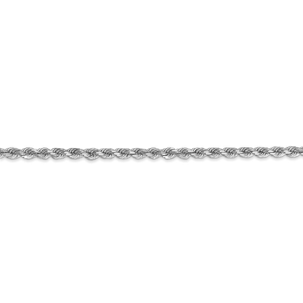 Alternate view of the 2.75mm, 14k White Gold, Diamond Cut Solid Rope Chain Bracelet by The Black Bow Jewelry Co.