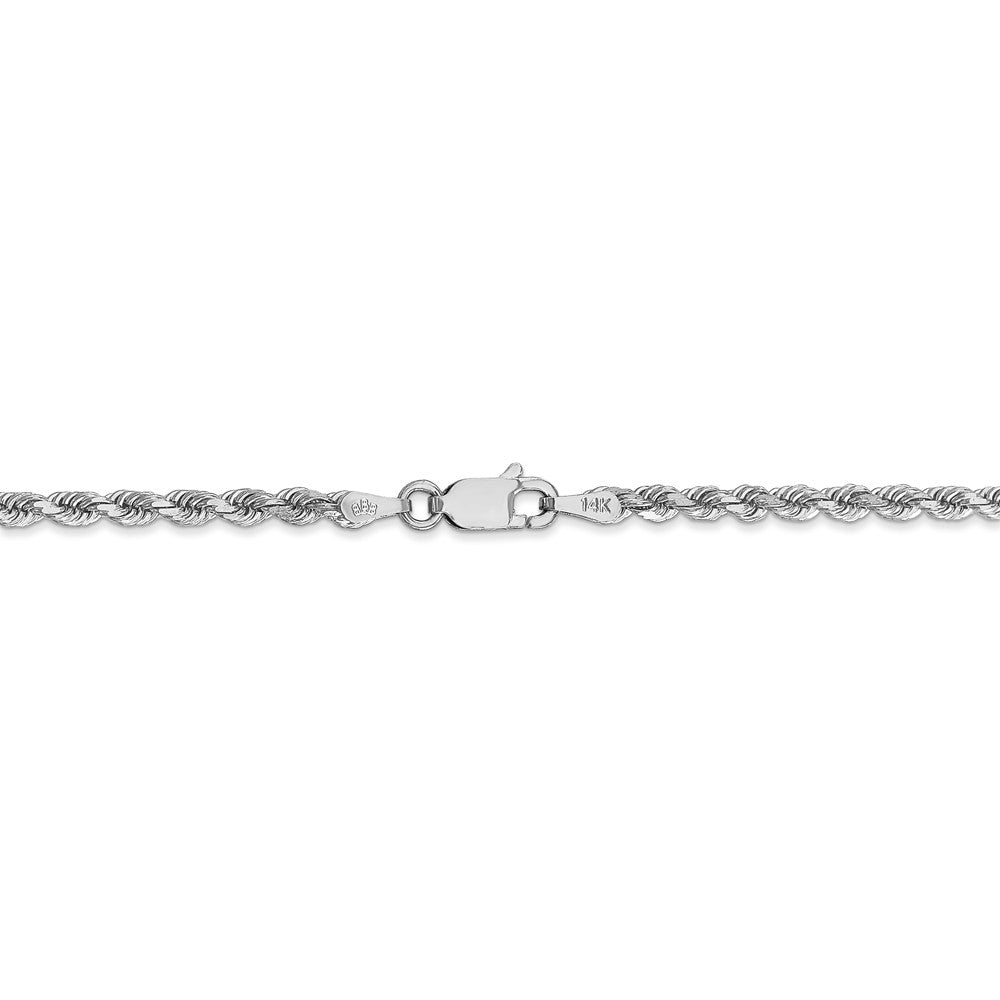 Alternate view of the 2.75mm, 14k White Gold, Diamond Cut Solid Rope Chain Bracelet by The Black Bow Jewelry Co.