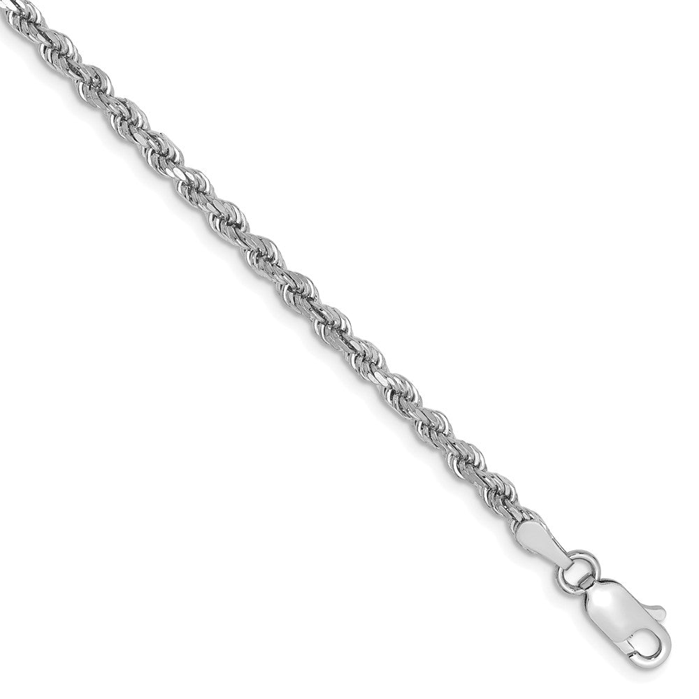 2.75mm, 14k White Gold, Diamond Cut Solid Rope Chain Anklet, 9 Inch, Item C8177-09 by The Black Bow Jewelry Co.
